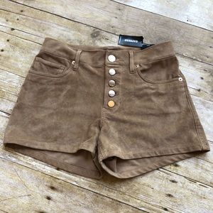Express High Rise Shorts Faux Suede Button Fly NWT